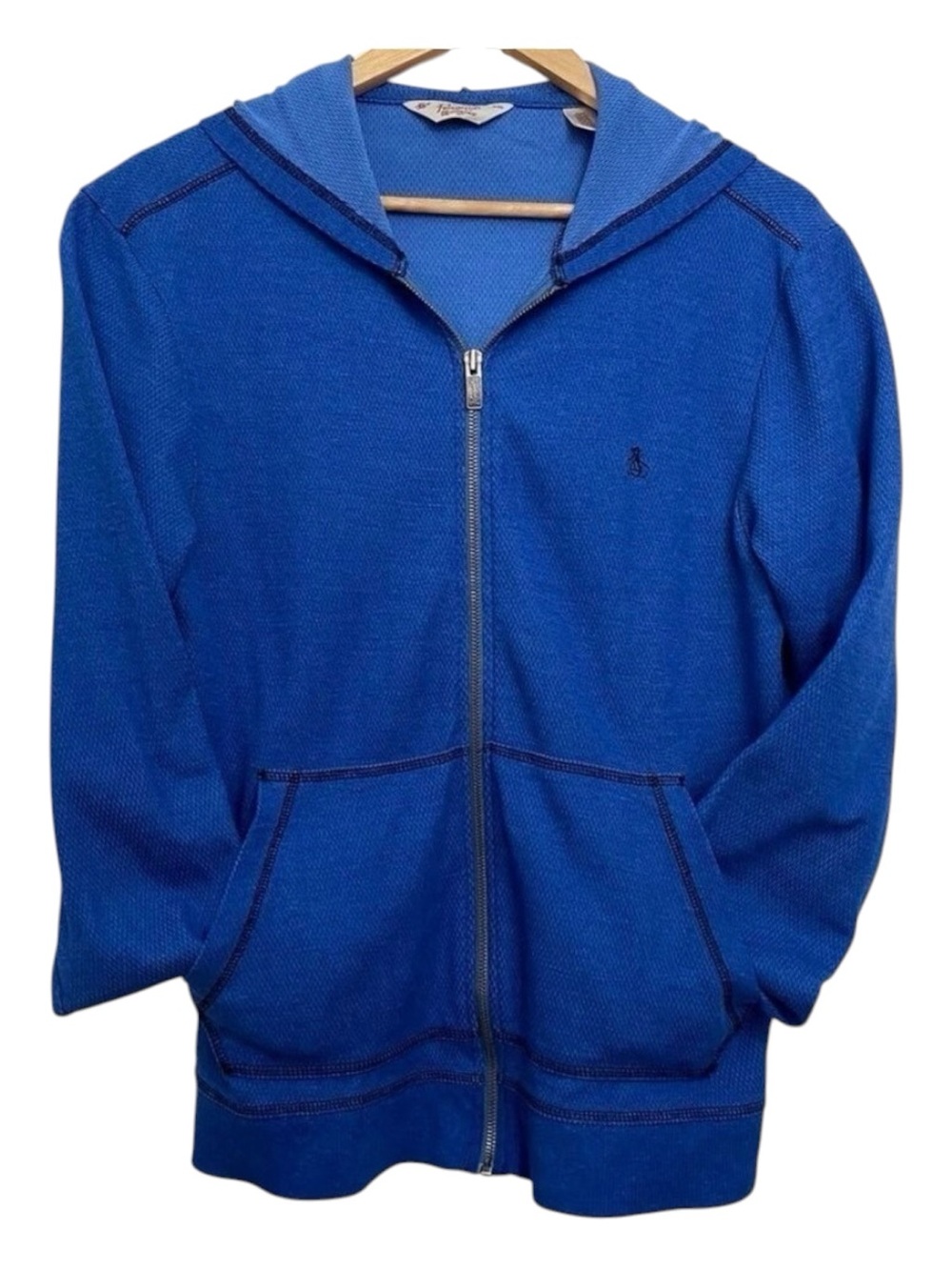 Original Penguin wear zip up jacket blue men fleece sports casual sweater Small